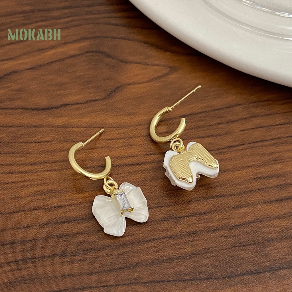 1 Đôi Bông Tai Hình Nơ Đính Đá Trong Suốt Dành Cho Cô Dâu