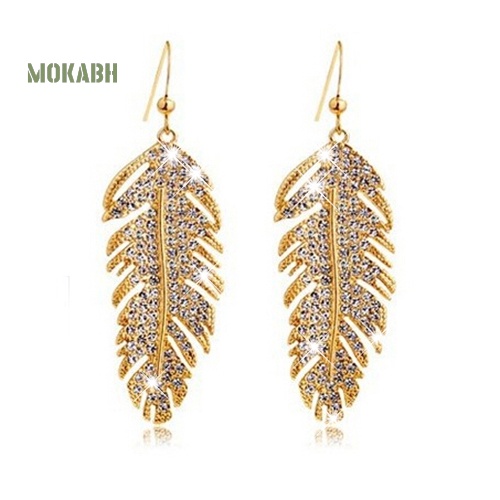 Bông Tai HợP Kim HìNh Lông Vũ ĐíNh Đá Phong CáCh Boho