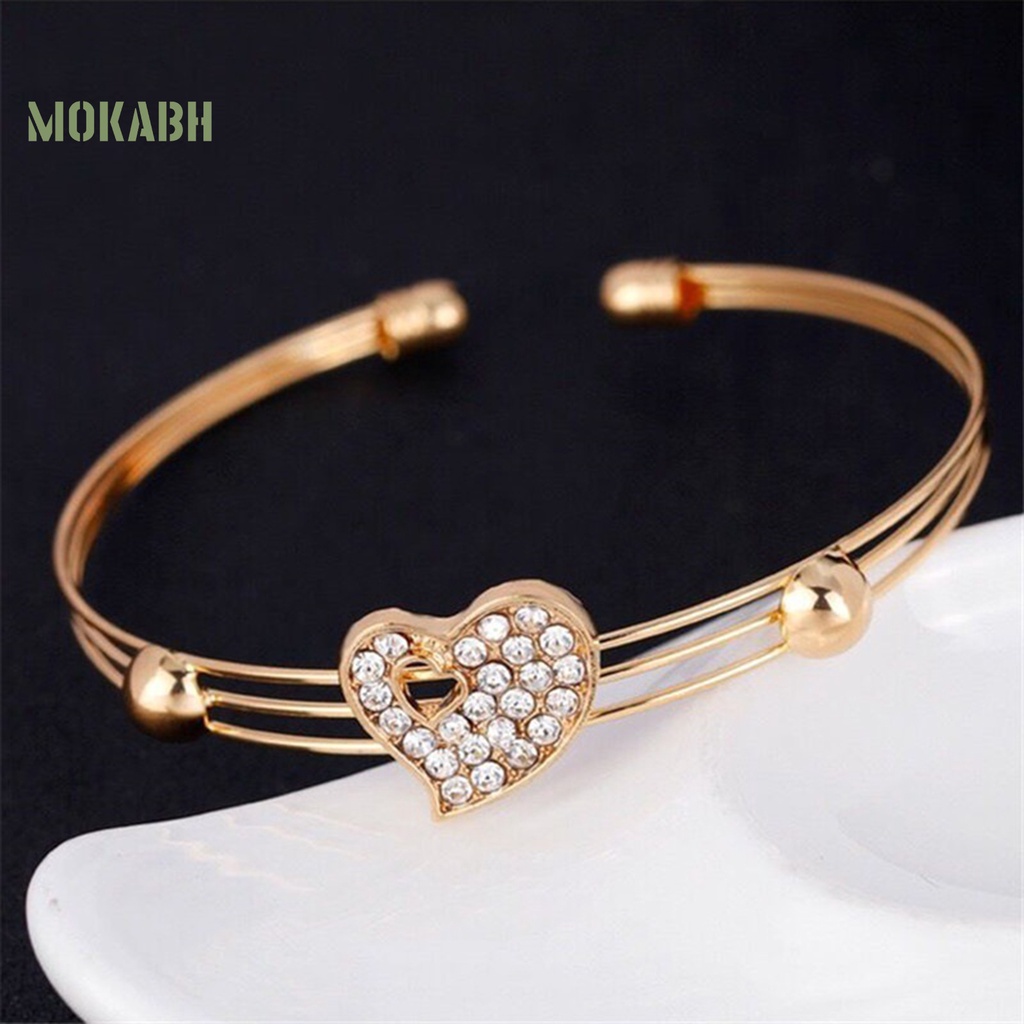 Set 4 Vòng Tay Đính Đá Hình Trái Tim Nhiều Màu Sắc Lấp Lánh