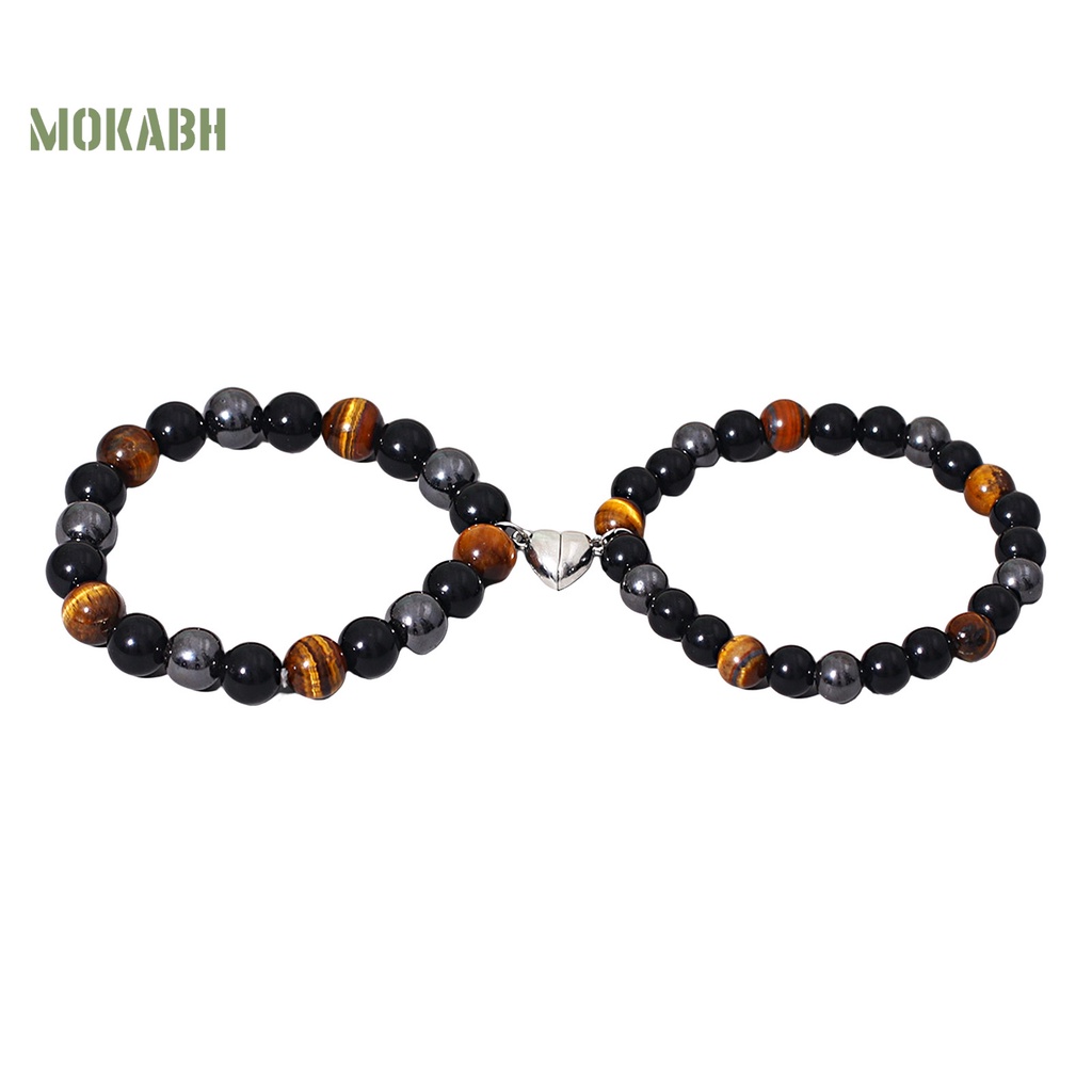 1 Cặp Vòng Tay Chuỗi Hạt Đá Mắt Hổ 3 Màu Thời Trang