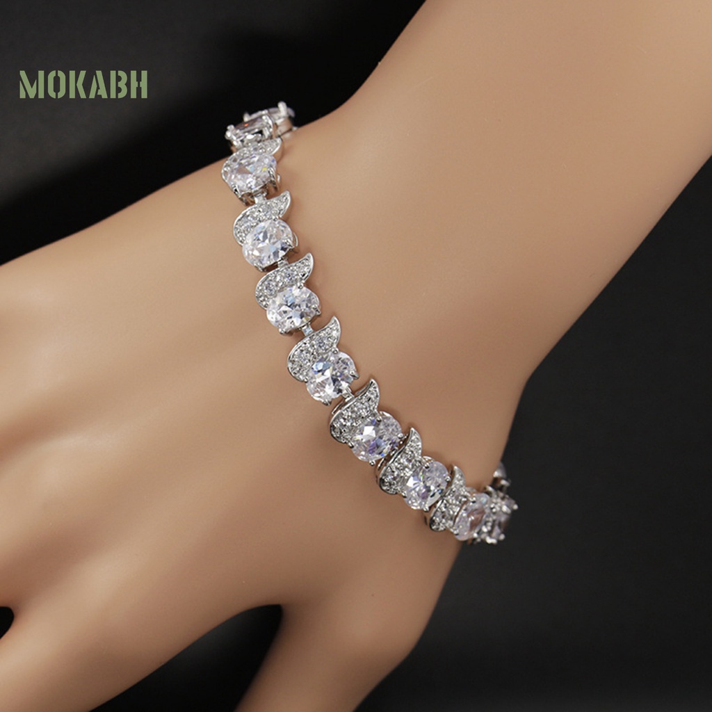 Vòng Tay Hình Chiếc Lá Đính Đá Màu Xanh Dương Thanh Lịch Tùy Chỉnh Thời Trang Cho Nữ