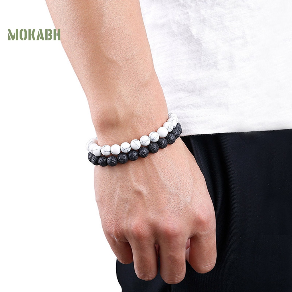 Set 4 Vòng Tay Chuỗi Hạt Đá Mắt Hổ Tự Nhiên 8mm Thời Trang Cho Cặp Đôi