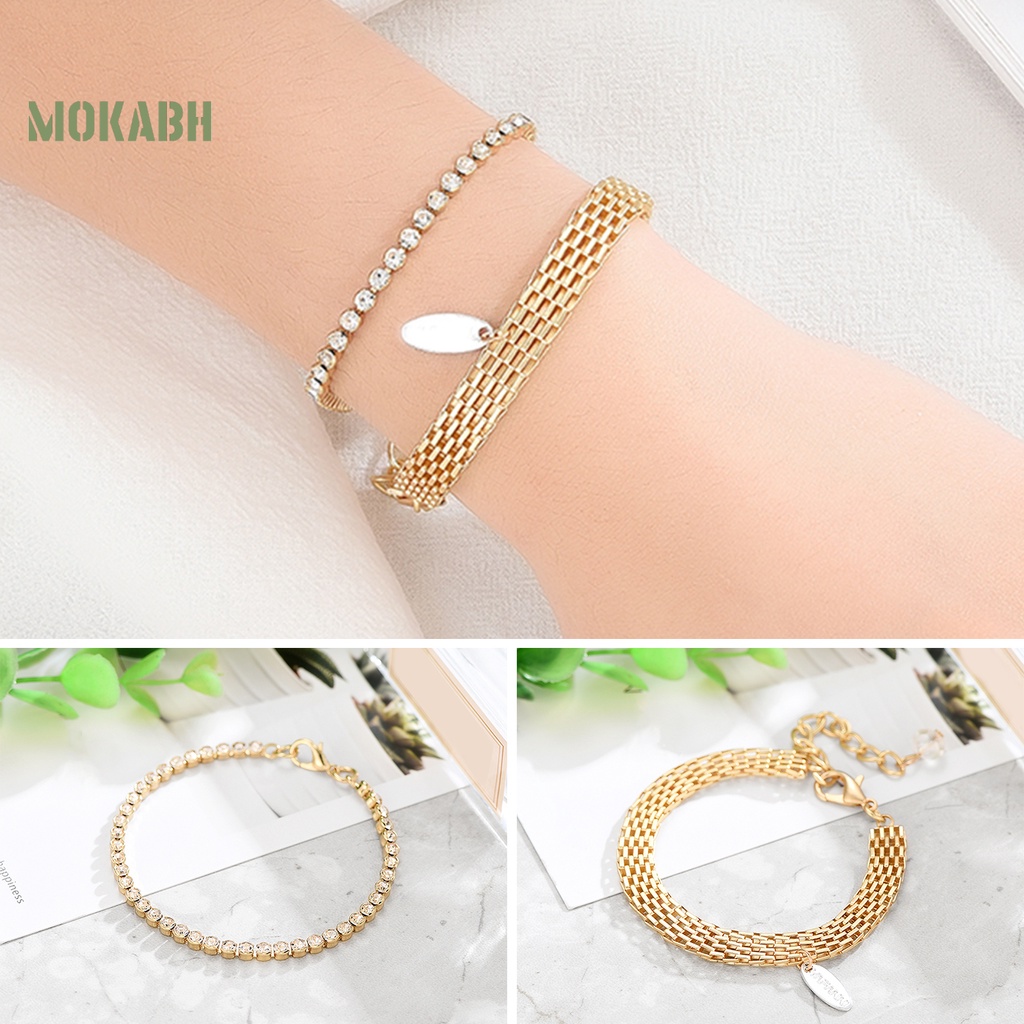 Vòng Tay Trong Suốt Đính Đá Mạ Điện Có Thể Điều Chỉnh Kích Thước Dành Cho Nữ