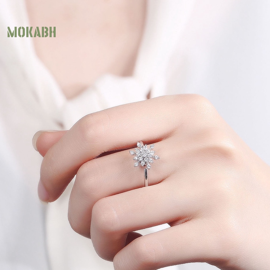 [Mới] Nhẫn Hở Mạ Vàng Hình Bông Tuyết Đính Đá Zirconia Thoải Mái Mặc Hàng Ngày Chất Lượng Cao Niche