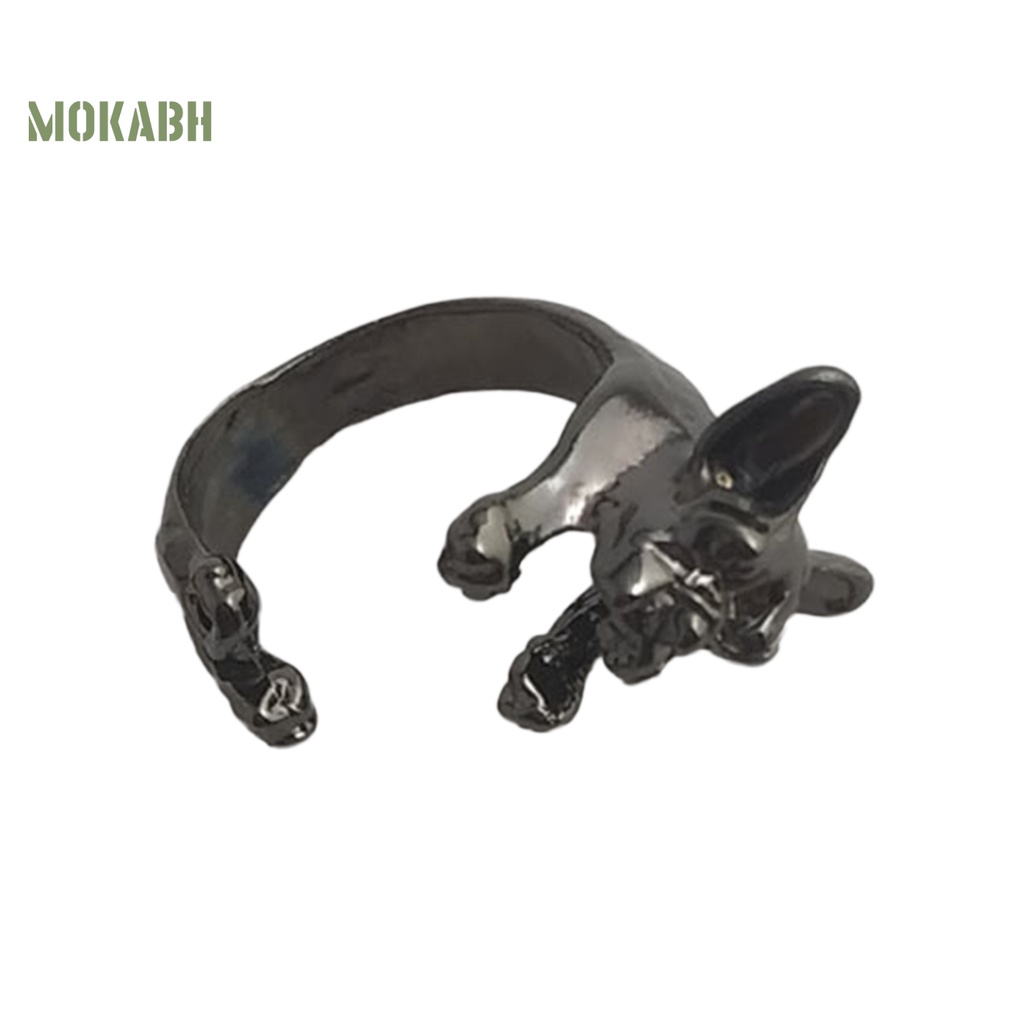 Nhẫn Hở Hình Chó Bull Phong Cách Punk Cổ Điển Có Thể Điều Chỉnh Kích Cỡ