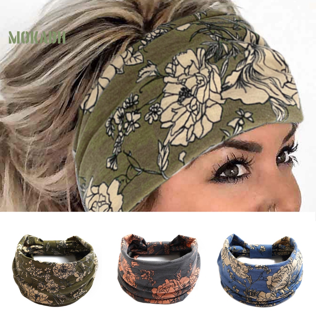 Băng Đô Thắt Nút Chéo Chống Trượt Thấm Hút Mồ Hôi Phong Cách Bohemia Cho Nữ