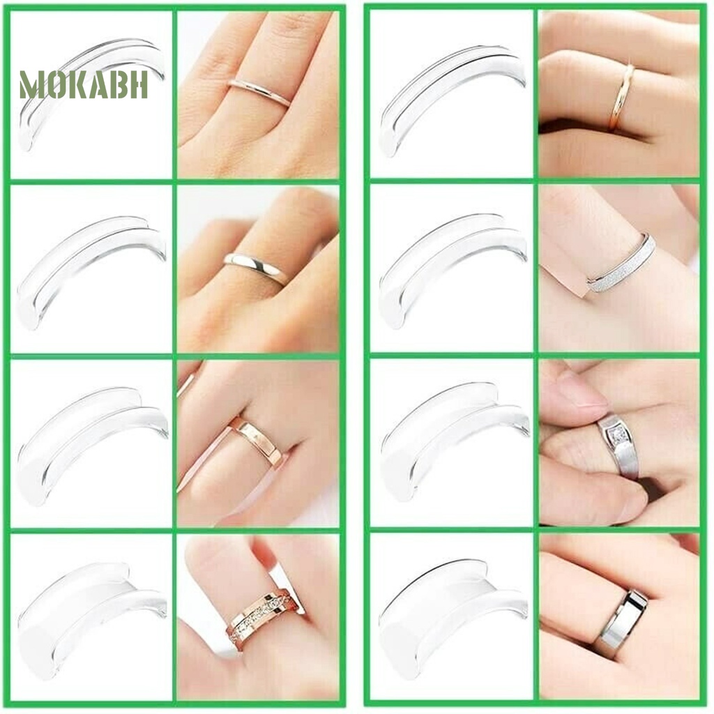 Set 8 Phụ Kiện Giảm Kích Thước Nhẫn Trong Suốt Bằng TPU