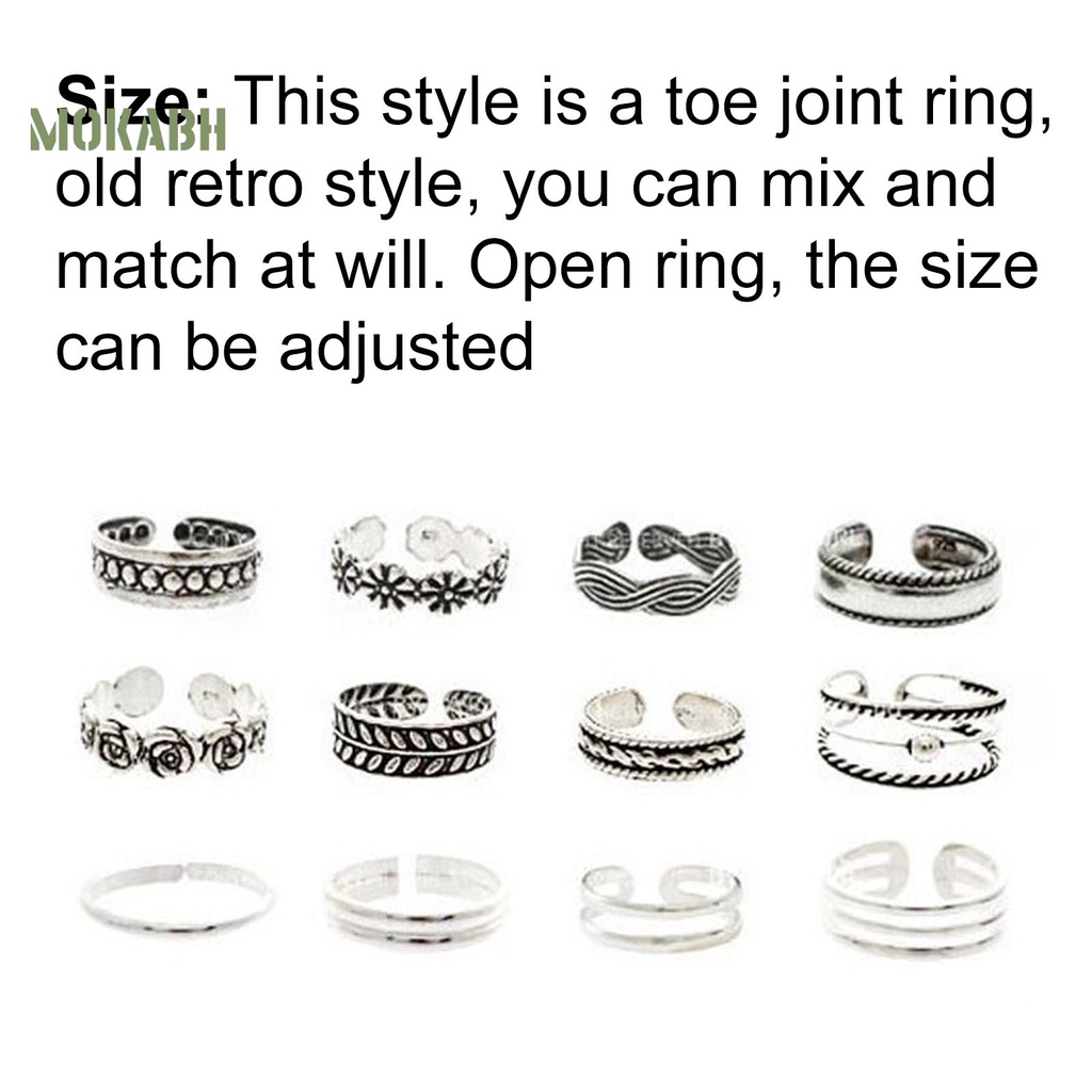 Bộ 12 Nhẫn Đeo Ngón Chân Có Thể Điều Chỉnh Kích Cỡ Thời Trang Dự Tiệc Unisex