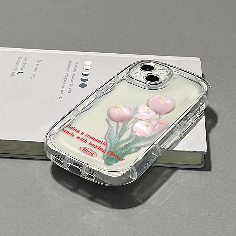 Ốp Điện Thoại TPU Silicone Mềm Trong Suốt Chống Sốc In Hình Hoa Tulip Cho IPhone 13 14 11 12 Pro XS Max X XR 7 + 8 Plus