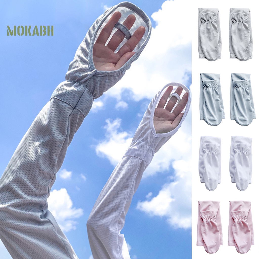 1 Cặp Găng Tay Chống Nắng Chống Tia UV Mềm Mại Thấm Hút Mồ Hôi Màu Trơn Dành Cho Nữ