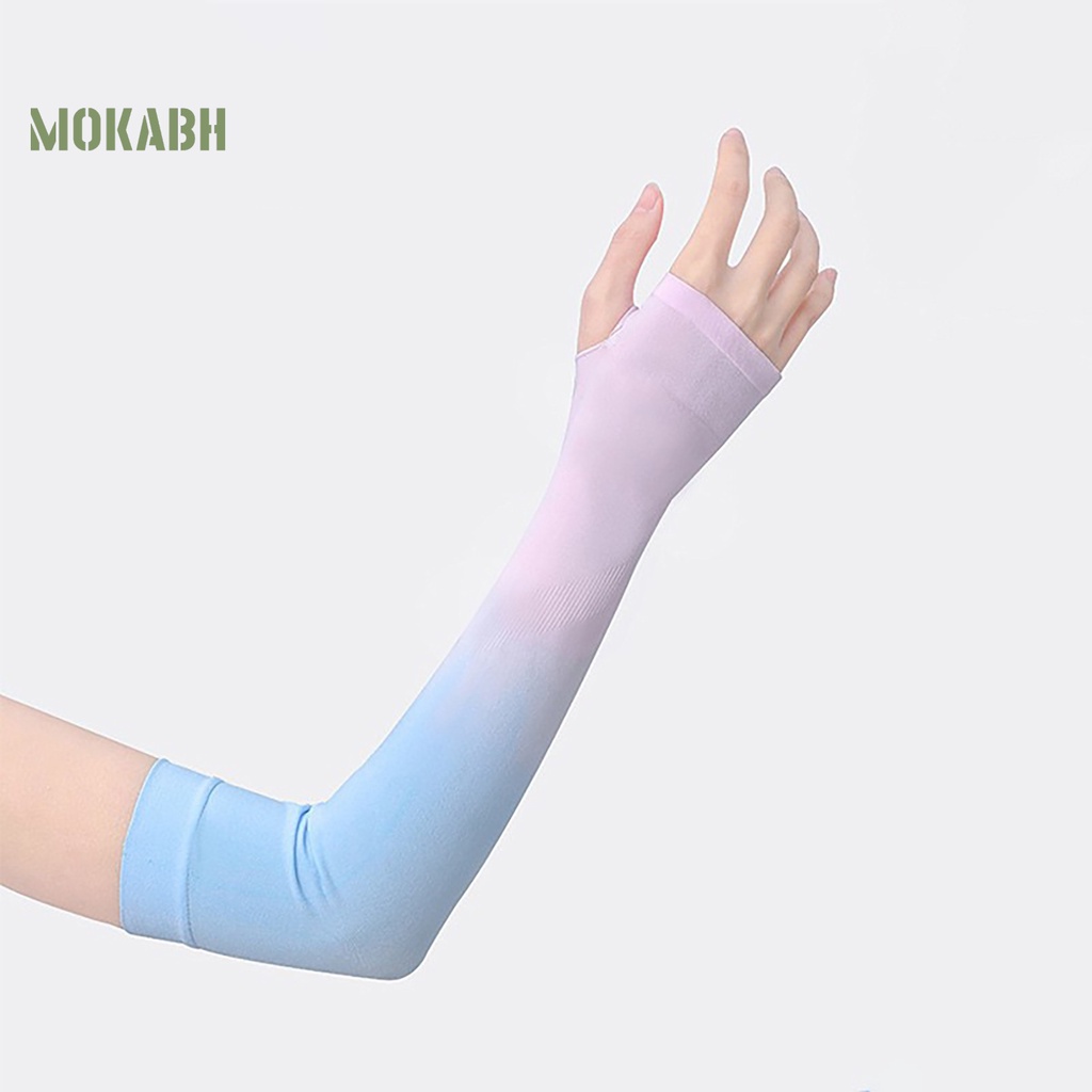1 Cặp Găng Tay Chống Nắng Bằng Lụa Lạnh Co Giãn Cao Màu Sắc Gradient