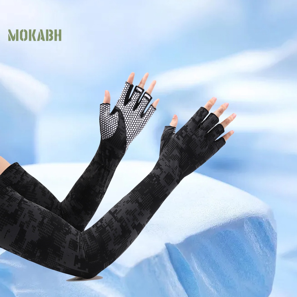 1 Cặp Ống Tay Áo Bằng Lụa Lạnh Mỏng Co Giãn Họa Tiết Rằn Ri