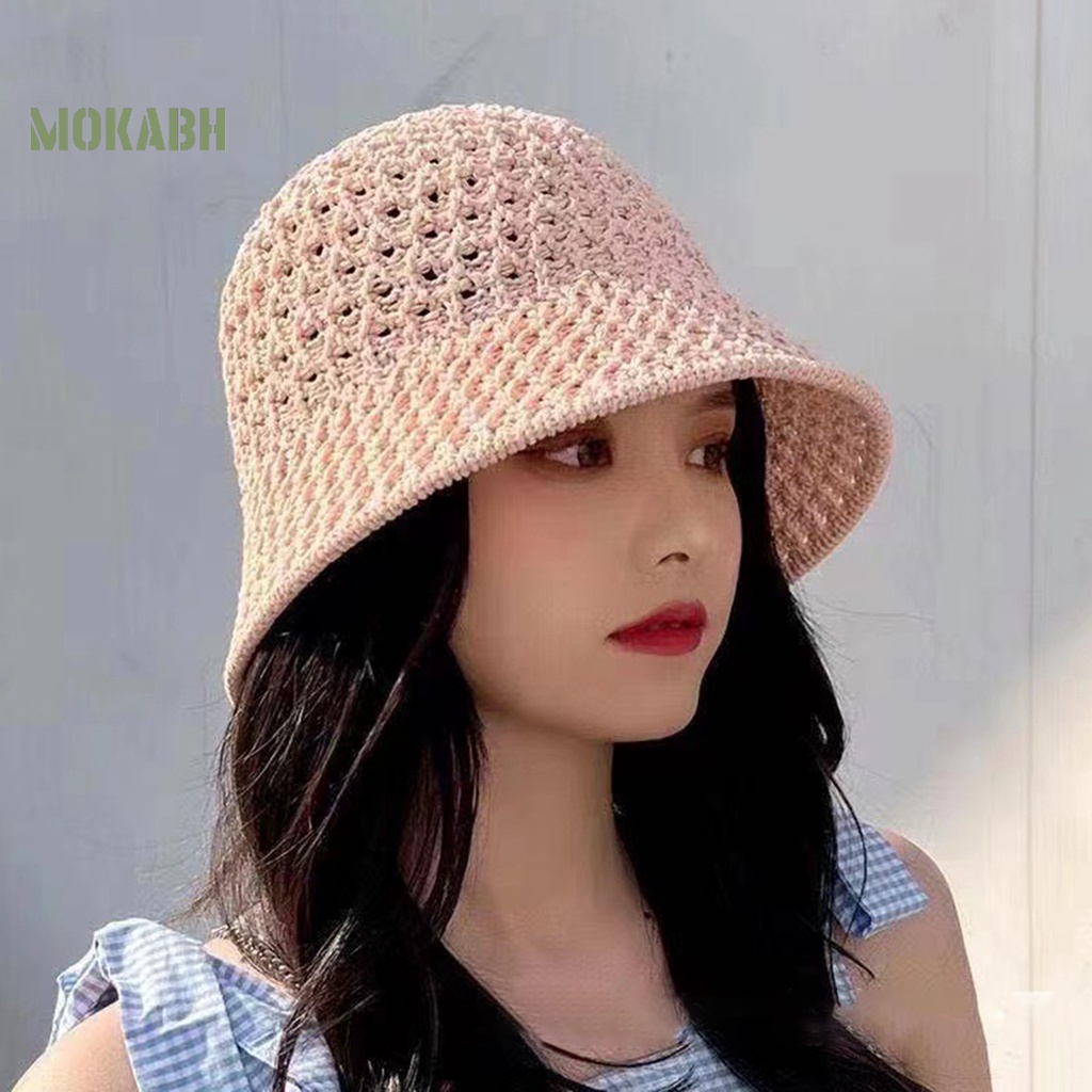 Mũ Dệt Bằng Polyester Mềm Thoáng Khí Có Thể Gấp Lại Phù Hợp Cho Mùa Hè [Mok Abh]