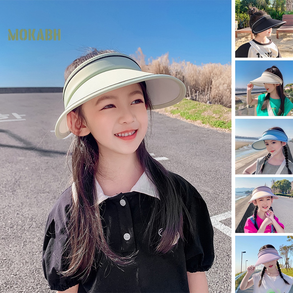 Nón Rộng Vành Chống Nắng Bằng Cotton Thoáng Khí Màu Sắc Đơn Giản Dành Cho Trẻ Em