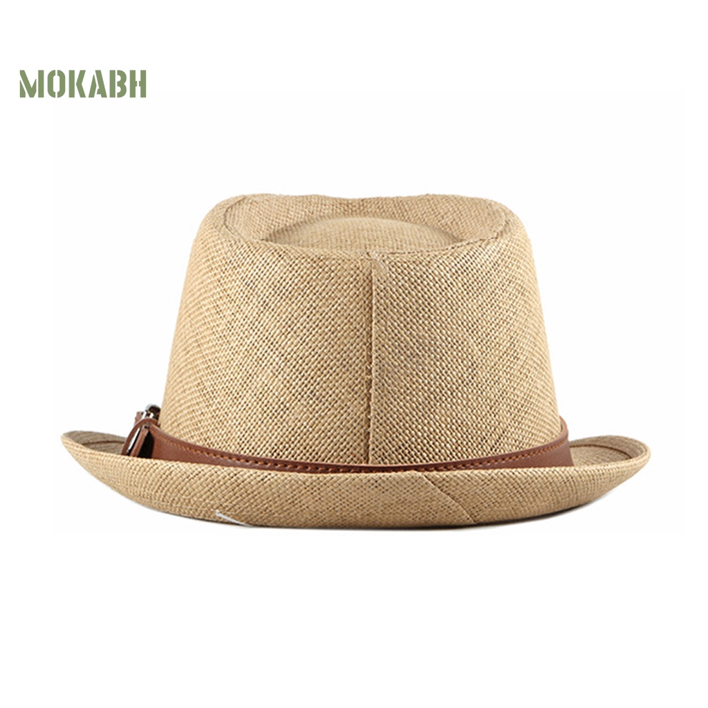 Mũ Cói Chống Nắng Thoáng Khí Màu Trơn Phong Cách Vintage Cho Nam