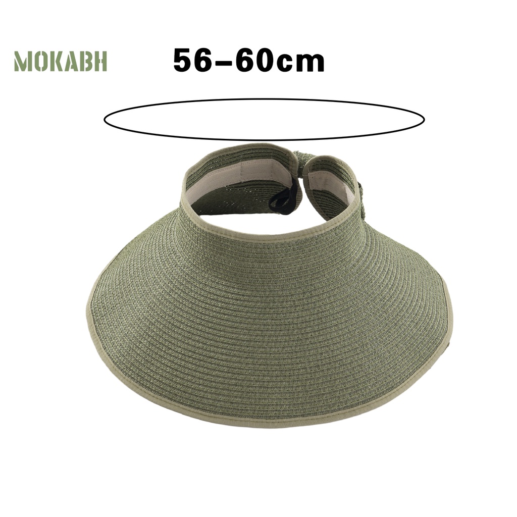 [Mok Abh] Mũ Chống Nắng Mỏng Rộng Vành Hở Chóp Đính Nơ Sau Lưng Thấm Hút Mồ Hôi Thời Trang Đi Biển