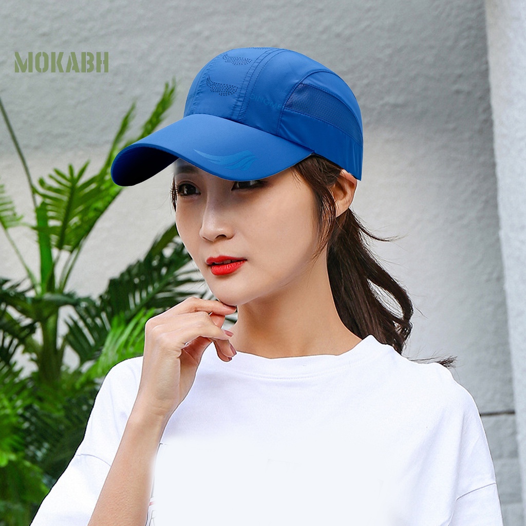 [Mok Abh] Mũ Lưỡi Trai Thể Thao Phối Lưới Chống Nắng Ghép Nối Dài Vành Hình Học Có Thể Điều Chỉnh Cho Nam Và Nữ