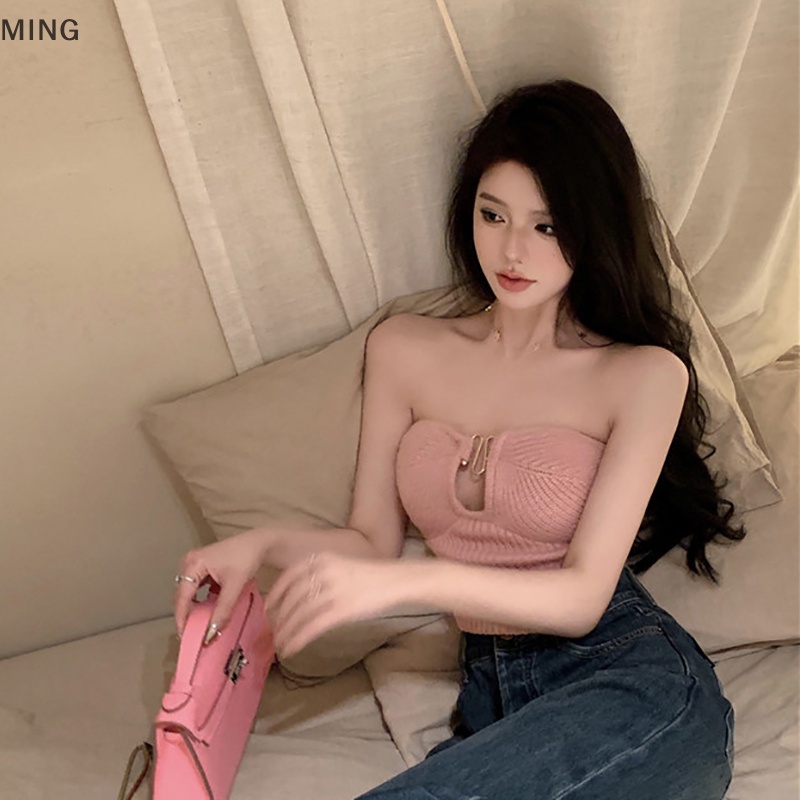 Áo Dệt Kim Hai Dây Màu Trơn Dáng Ôm Gợi Cảm Cho Nữ