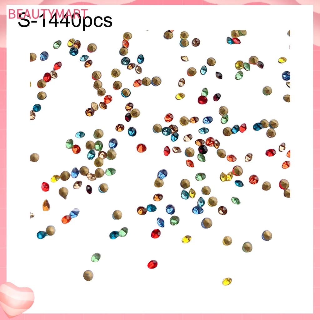 Túi 1440 Hạt Kim Cương Giả Tròn Nhỏ Gọn Nhẹ Dùng Trang Trí Móng Tay DIY