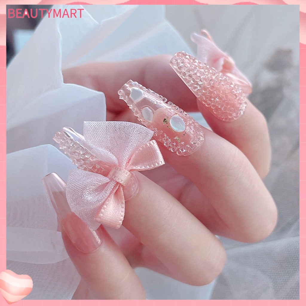 [beautymart] Set 2 Phụ Kiện Trang Trí Móng Tay Nghệ Thuật Tạo Hiệu Ứng Visual Effect Siêu Mềm Hình Nơ 3D Bằng Nhung Dành Cho Salon