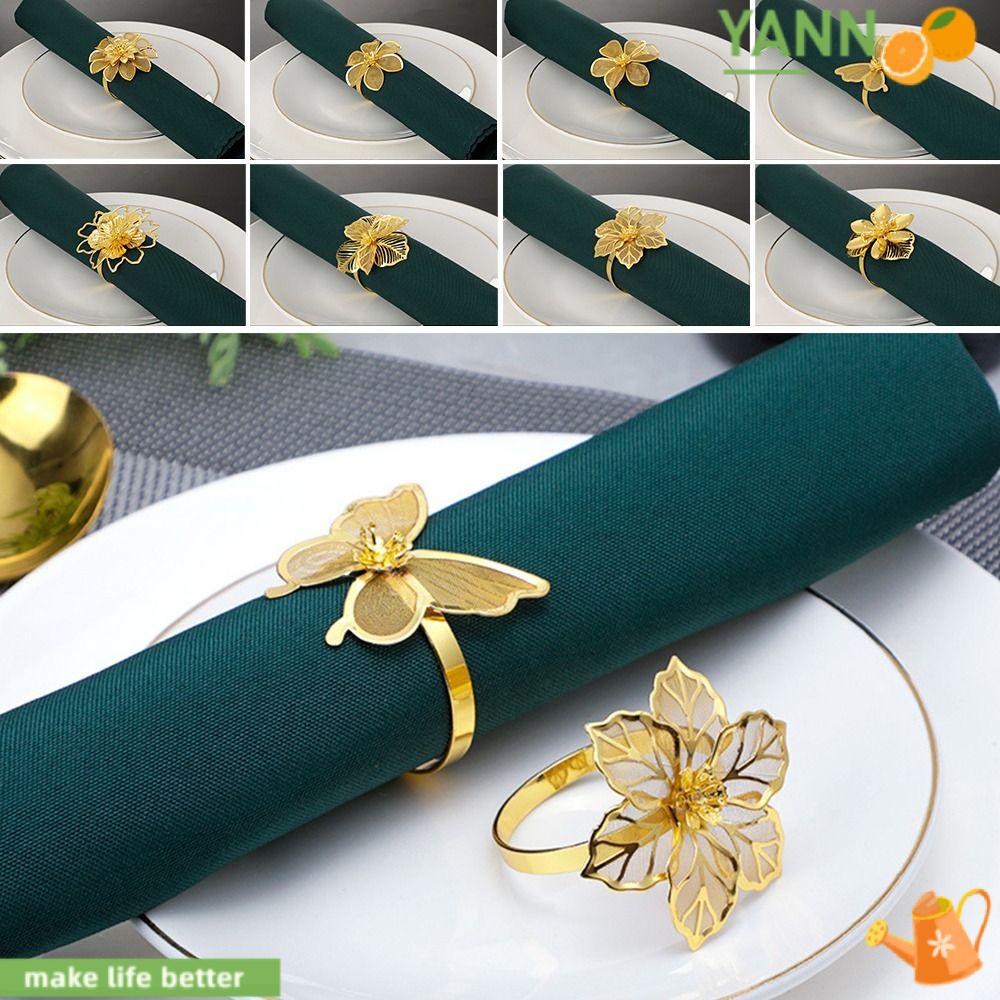 1 Giá Đỡ Khăn Ăn Dạng Vòng Rỗng Họa Tiết Hoa Thủ Công Dành Cho Nhà Bếp Khách Sạn