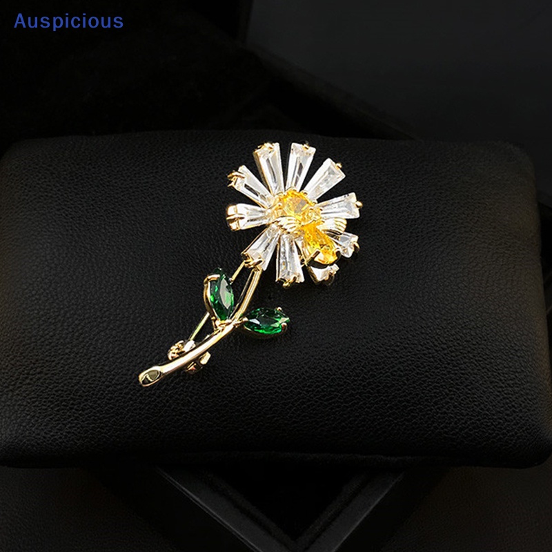 Ghim Cài Áo Hình Hoa Hướng Dương Đính Đá Zircon Màu Hồng Dễ Thương Dành Cho Nữ