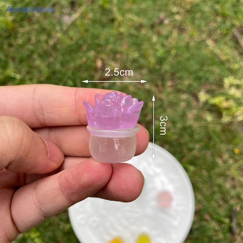 Chậu Hoa Sen Đá Resin Phát Sáng Mini Dễ Thương Dùng Trang Trí Xe Hơi / Móc Khóa DIY