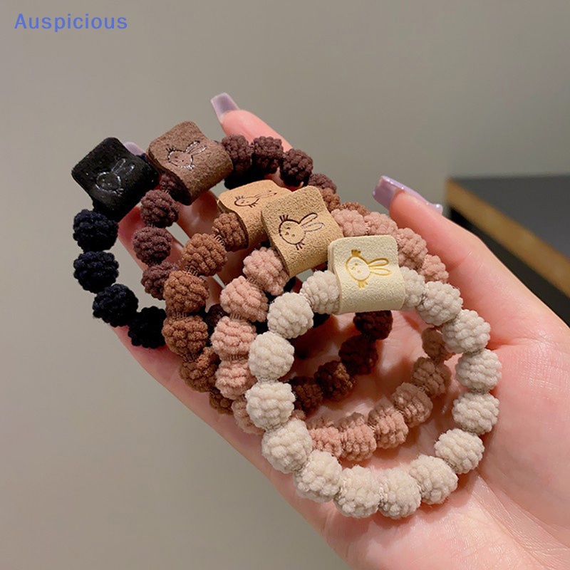 Bộ 5 Dây Buộc Tóc Cao Su Co Giãn Hình Thỏ Phong Cách Hàn Quốc Đơn Giản Cho Nữ