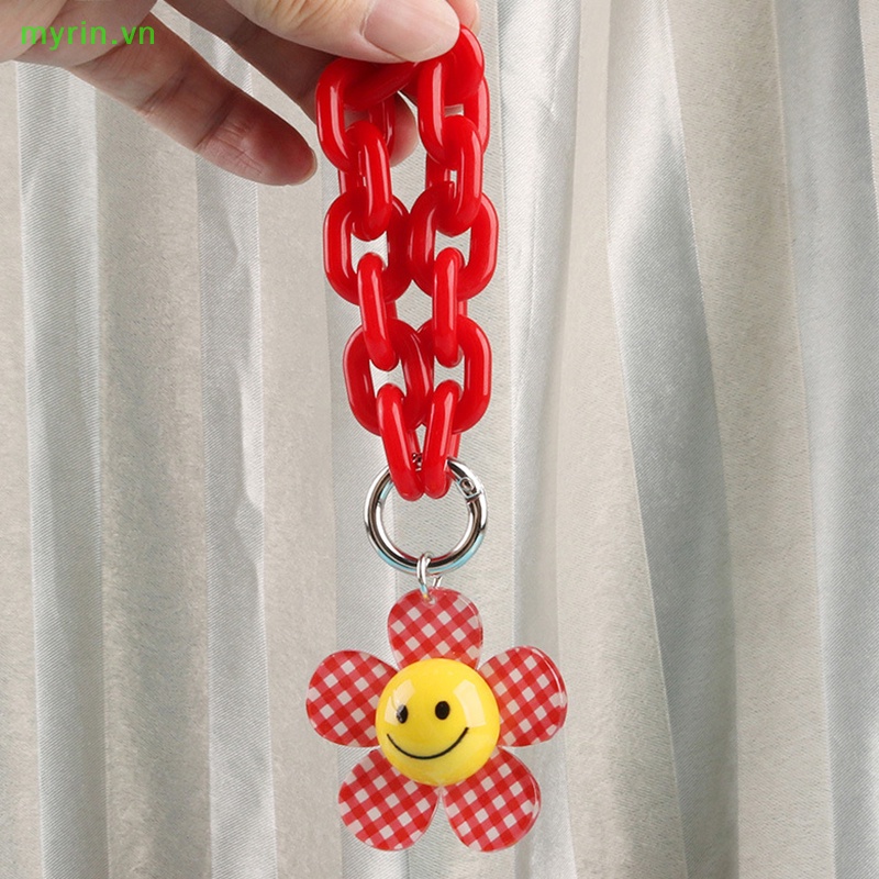 Myrin Móc Khóa Hình Hoa Hướng Dương Mặt Cười Mặt Cười Màu Kẹo Ngọt Có Dây Treo Trang Trí Ba Lô Đồ Chơi Trang Trí Xe Hơi Cho Nữ VN