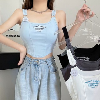 Áo Croptop Sát Nách Màu Sắc Trơn Có Mút Đệm Ngực Y2K Quyến Rũ Cho Nữ