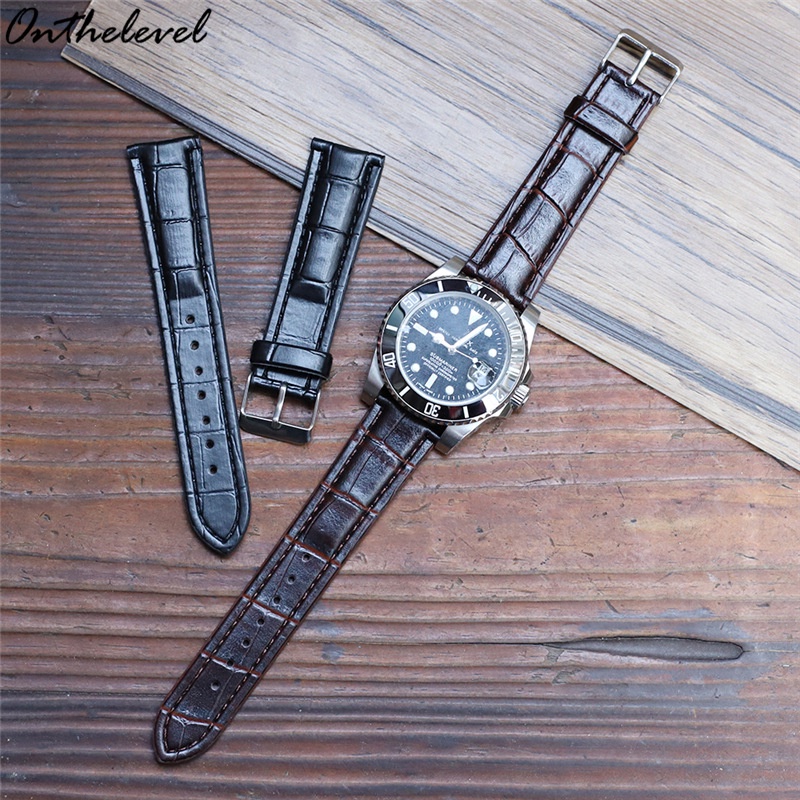 Dây Đeo Đồng Hồ Bằng Da Giả Họa Tiết Cây Tre 18 / 20 / 22 / 24mm