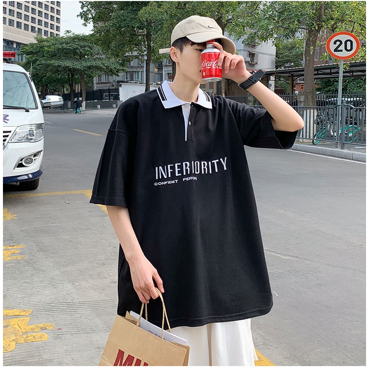 Áo Thun Polo Cotton Tay Ngắn Dáng Rộng Phong Cách Nhật Bản Thời Trang Mùa Hè Cho Nam