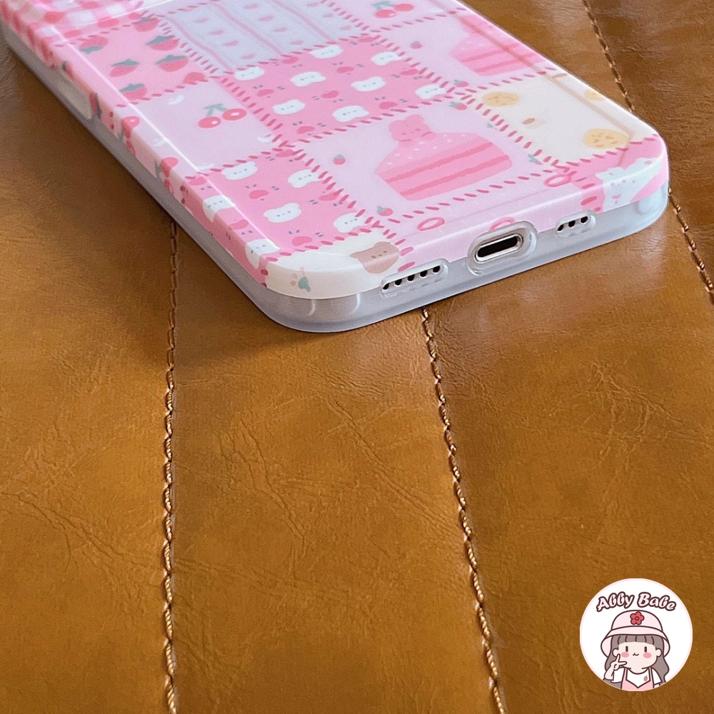 Ốp Điện Thoại IMD Mềm Họa Tiết Sọc Caro Màu Hồng Chống Bẩn Cho IPhone 14 Pro Max 11 12 Pro Max