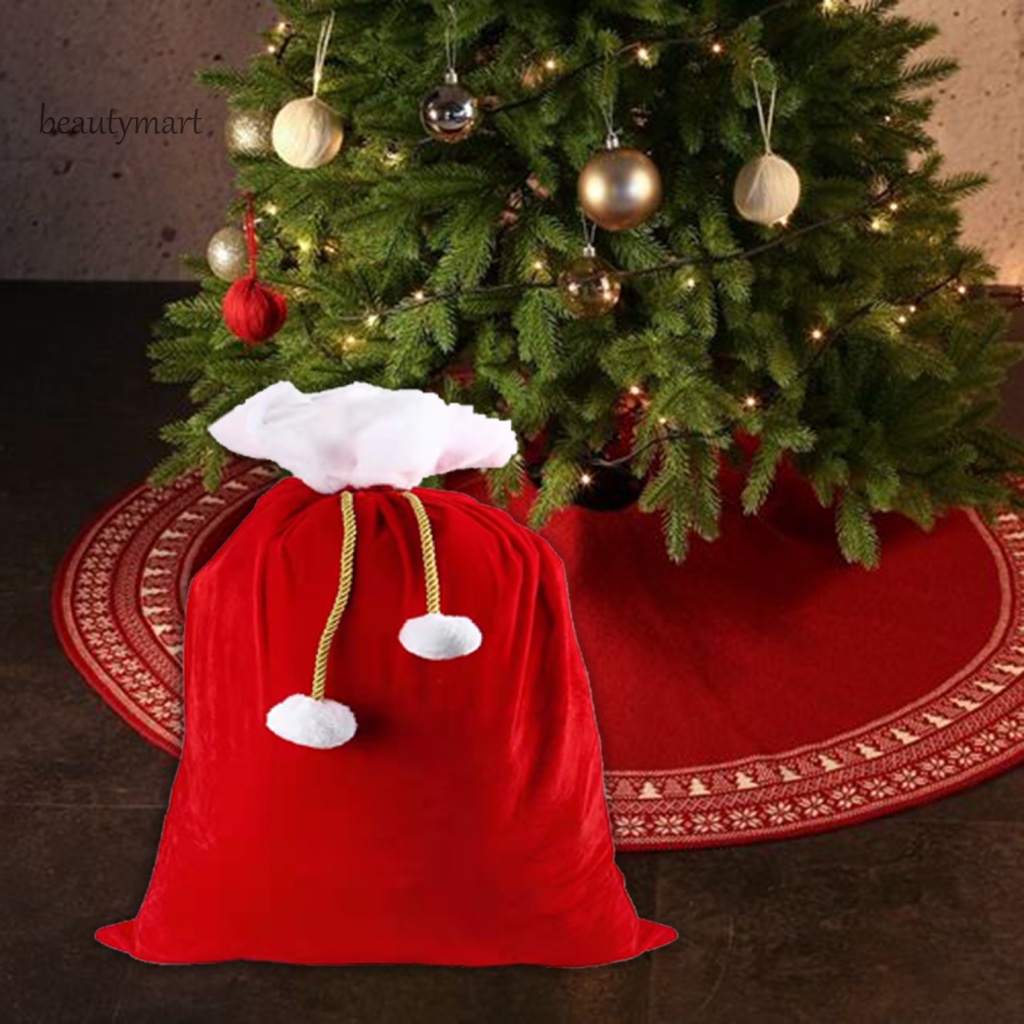 Túi Đựng Kẹo Giáng Sinh Bằng Nhung Màu Sắc Tươi Sáng Sức Chứa Lớn Có Dây Cột