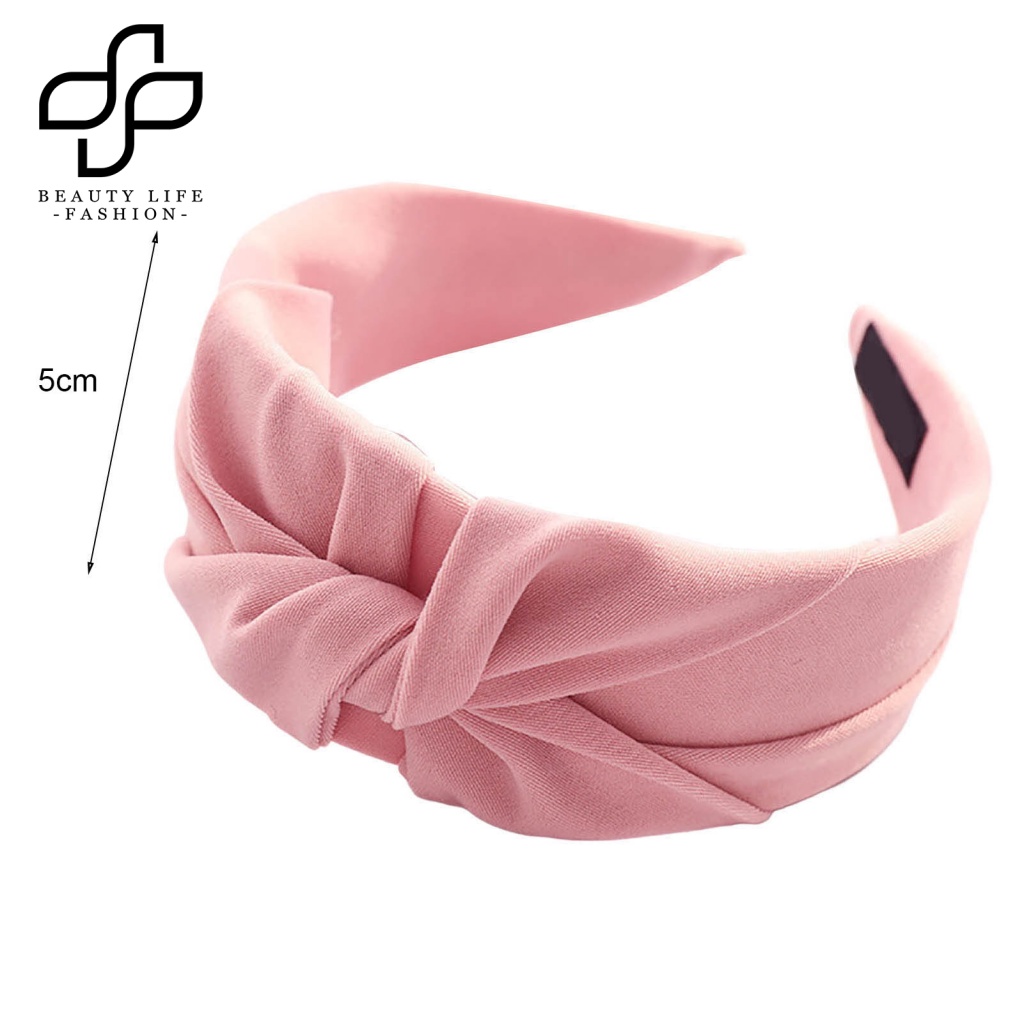Băng Đô Cài Tóc Bản Rộng Co Giãn Màu Trơn Thoải Mái Thời Trang Cho Nữ