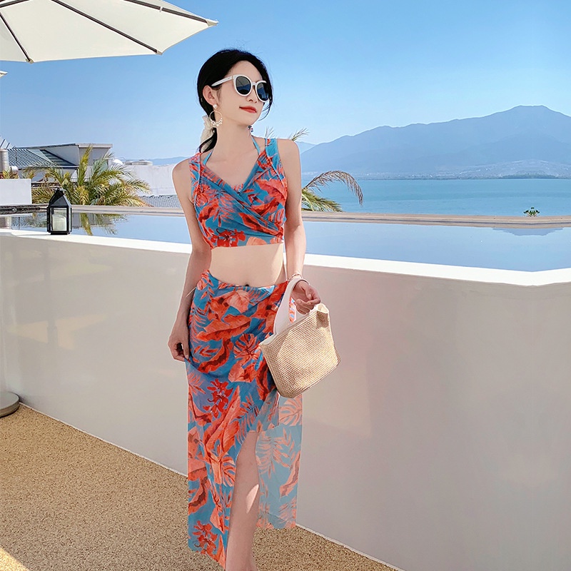Bộ Đồ Bơi bikini Ba Mảnh Che Bụng Phong Cách Hàn Quốc 2023 Quyến Rũ Cho Nữ