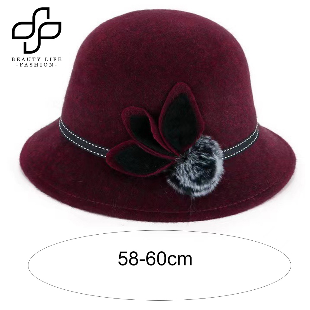 Nón Vành Rộng Màu Trơn Giữ Ấm Mùa Thu Đông Cho Nữ