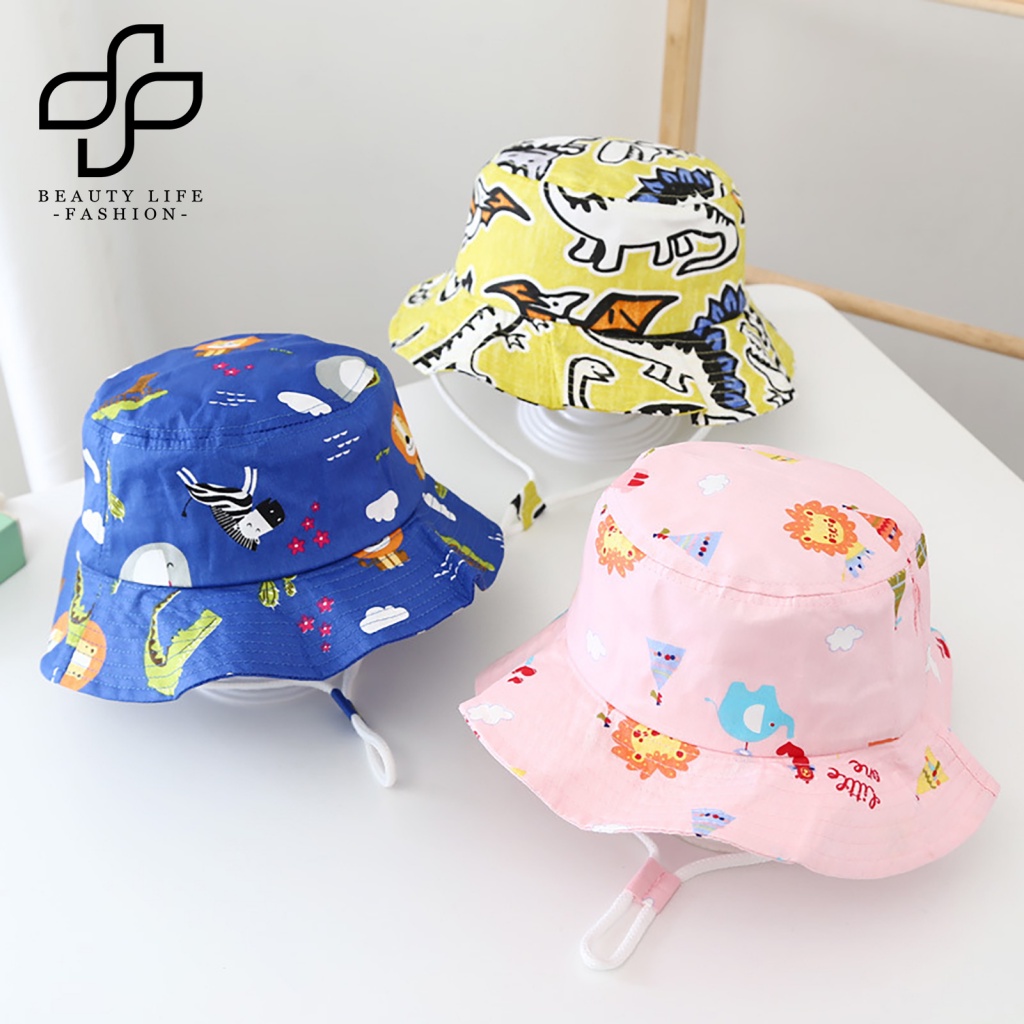 Nón Tai Bèo Chống Nắng Thoáng Khí In Họa Tiết Khủng Long Hoạt Hình Cho Bé