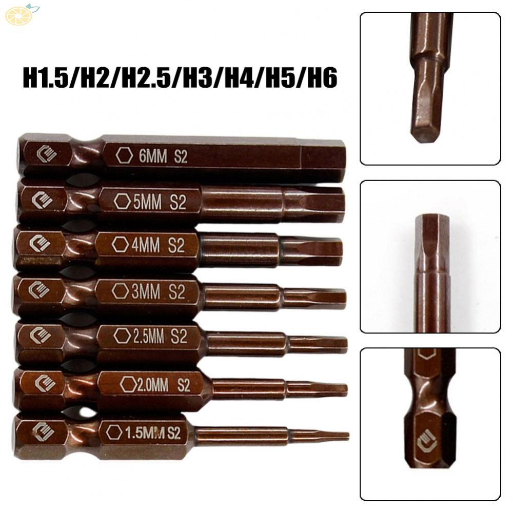 【VARSTR】Screwdriver Bits Hexagon Shank Magnetic 1/4 Inch 50mm Alloy Steel Brown H1.5-H6