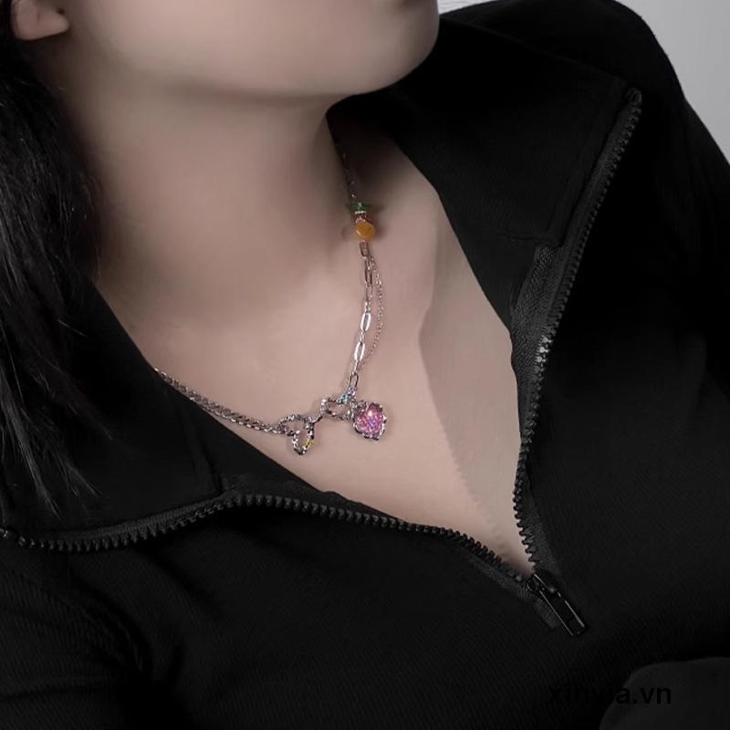 Vòng cổ Xương Cá Hình Trái Tim Nhiều Màu Sắc Phong Cách Ins Cổ Điển Thời Trang Cho Nam Và Nữ