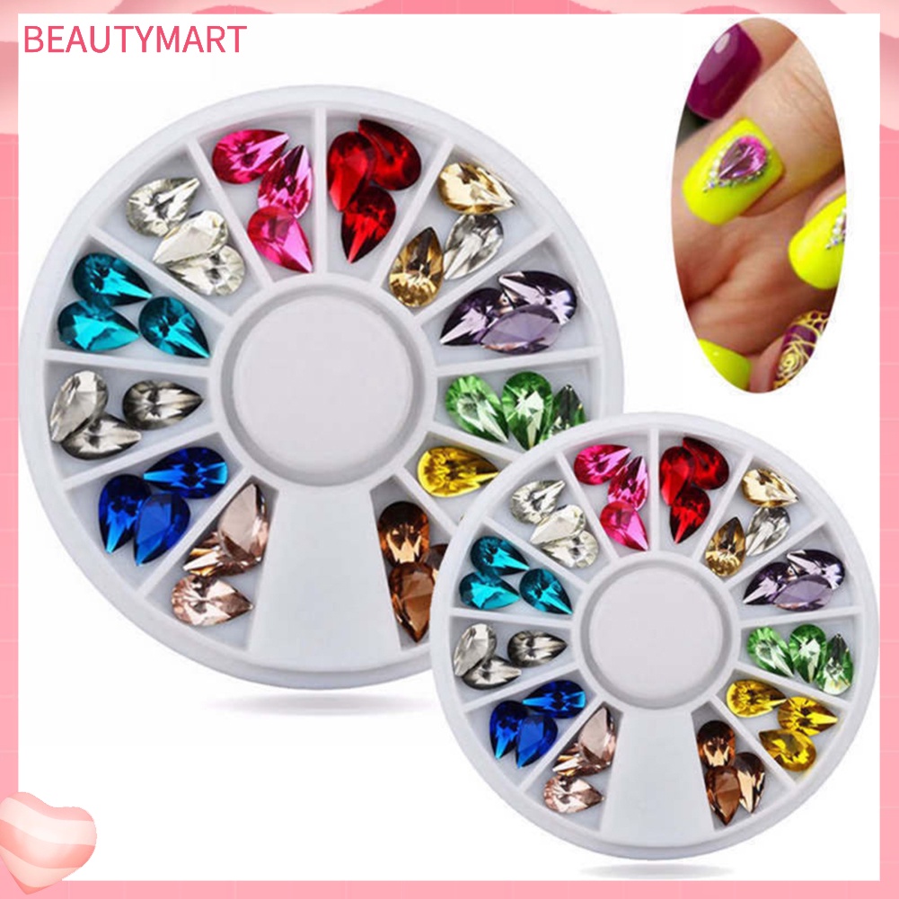 Khay Bánh Xe Đựng Hạt Nhựa Acrylic Hình Giọt Nước 3D Nhiều Màu Sắc Trang Trí Móng Nghệ Thuật DIY