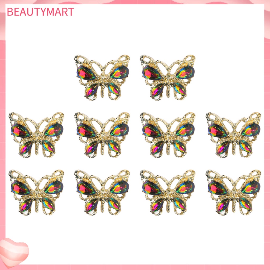 Set 10 Phụ Kiện Đính Trang Trí Móng Tay Hình Bướm Sang Trọng DIY