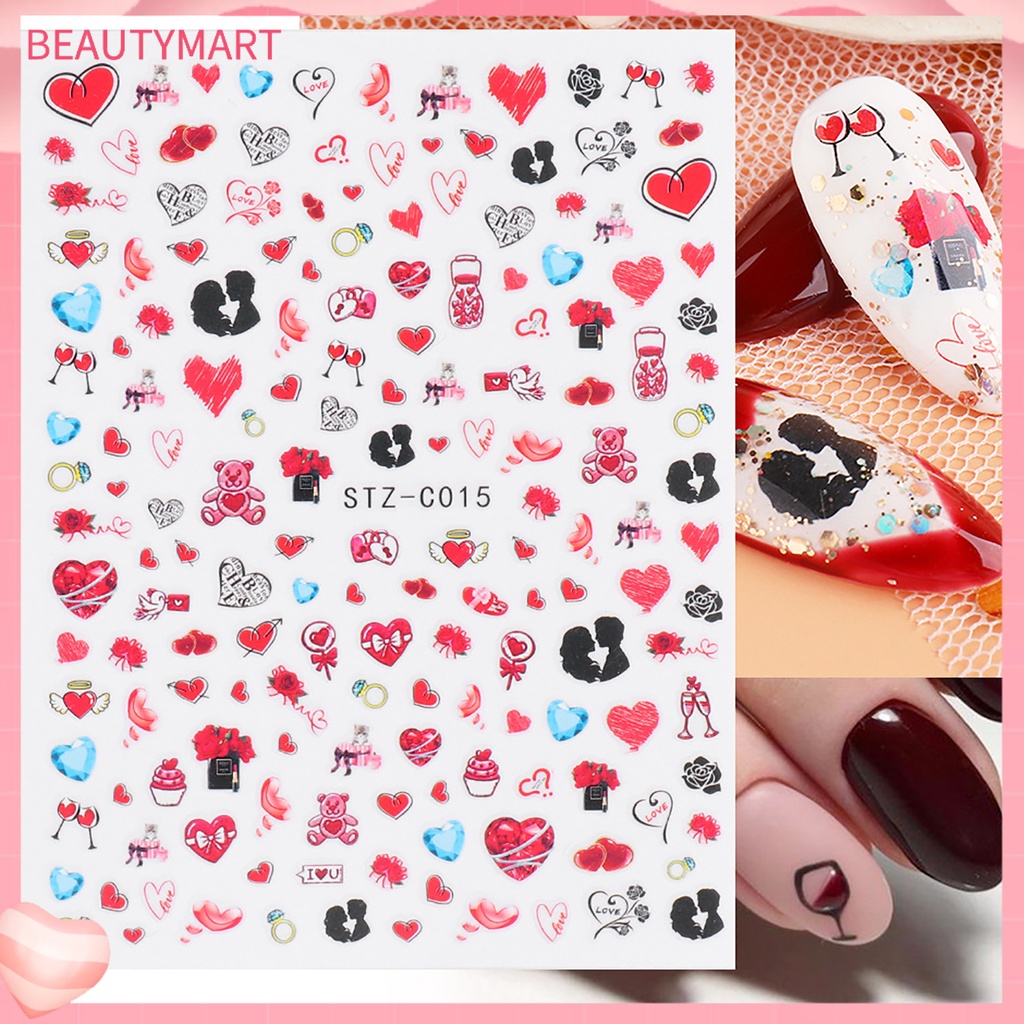 Miếng Dán Trang Trí Móng Tay Hình Trái Tim Dễ Thương Dành Cho Cặp Đôi