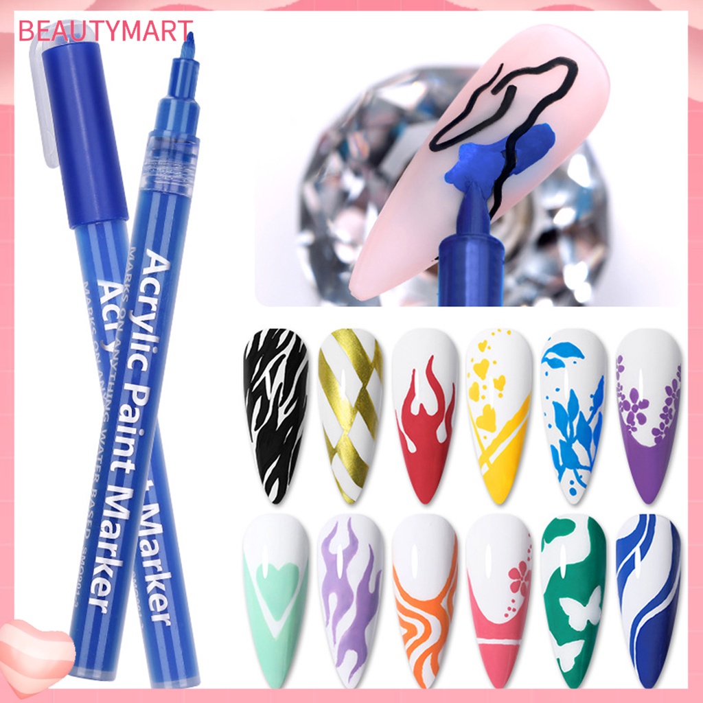 Set 4 Bút Trang Trí Móng Tay 3D Màu Sắc Sống Động Thoải Mái Chống Thấm Nước Có Thể Tái Sử Dụng