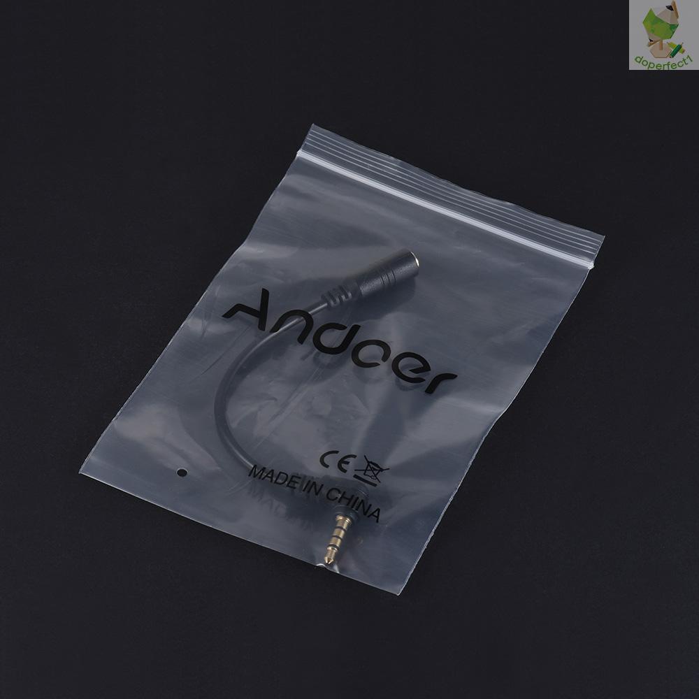 Andoer EY-S04 3.5mm 3 Pole TRS Female to 4 Pole TRRS Male 90 Degree Right Angled Microphone Adapter Cable Audio Stereo M   Came-6.5