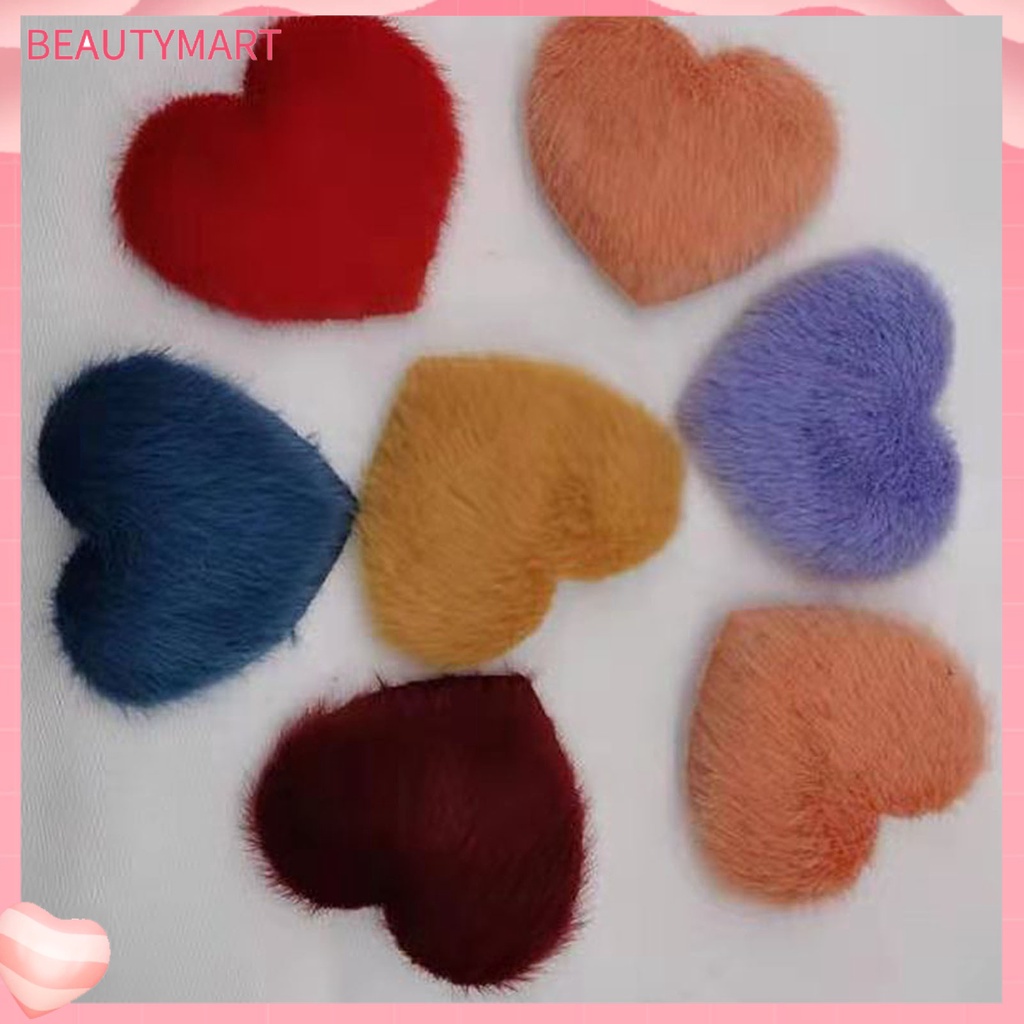 Kẹp Tóc Lông Chồn Nhân Tạo Hình Trái Tim Màu Sắc Ngọt Ngào Chống Trượt Cho Bé Gái