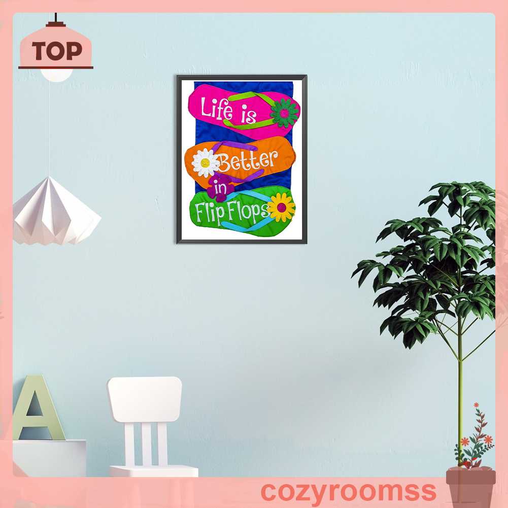 Tranh Đính Đá Kim Cương Toàn Bộ 5D DIY Hình Vẽ Hoa Lật-flops Trang Trí Nhà Cửa