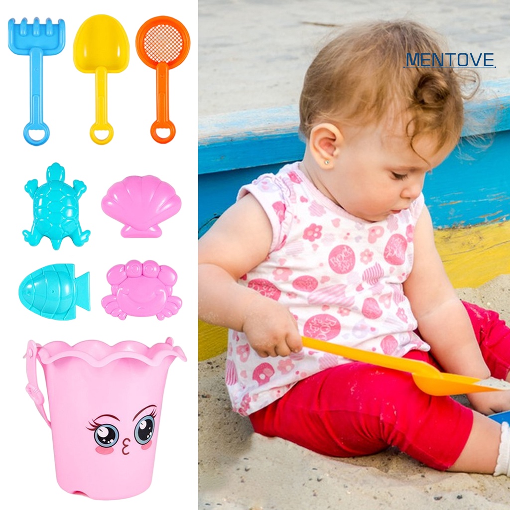 Bộ 9 Dụng Cụ Đào Cát Nhiều Màu Sắc Với Xô Lưới Tiện Dụng Cho Bé