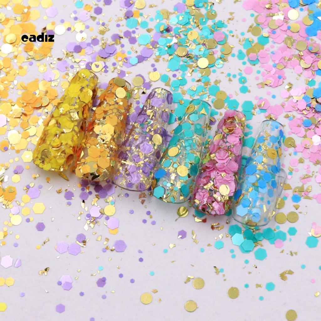 Set 6 Hộp Bột Kim Tuyến Mạ Vàng Lấp Lánh Trang Trí Móng Tay Cho Nữ