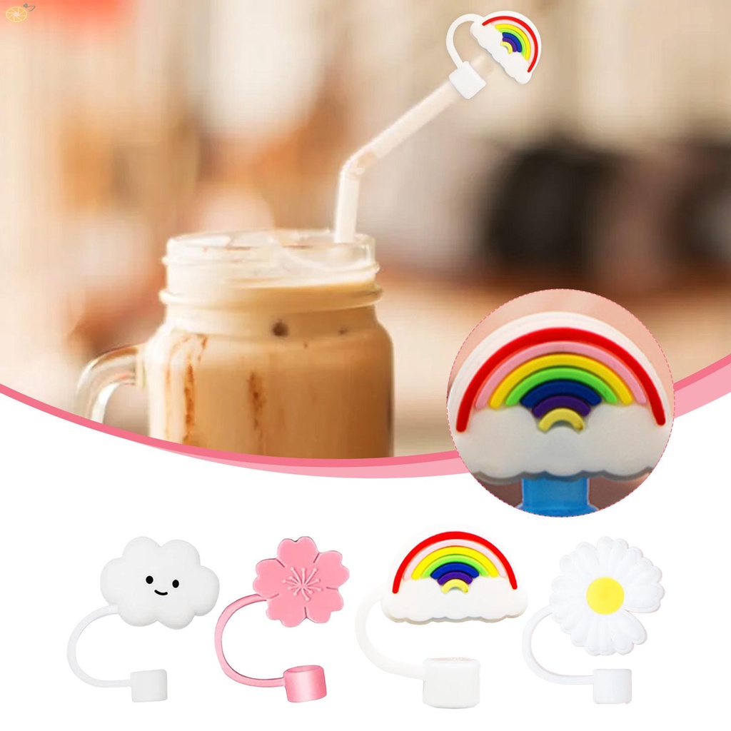 【VARSTR】Perfect and Useful Gift for Friends and Family 4 Pieces Silicone Straw Covers for Cups and Tumblers